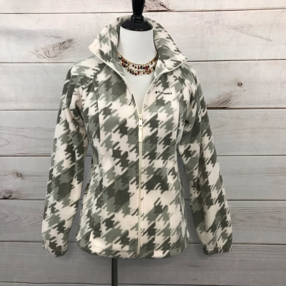 Columbia Fleece Jacket Size Small Gray Ivory Blush